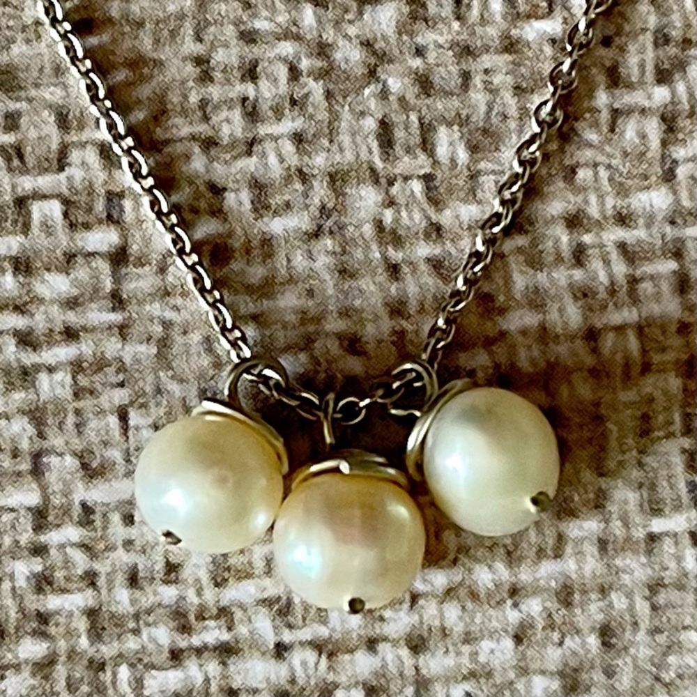 Michele Baratta Silver Pearl Trinity Necklace